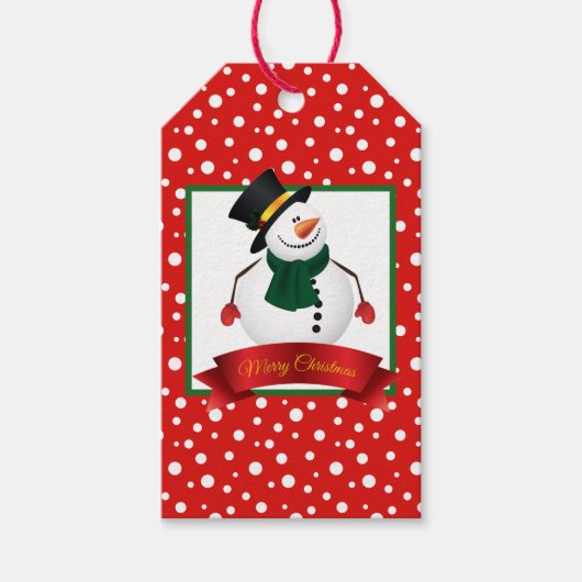 ギフトラベル – クリスマス雪だるま ギフトタグ (正面)
