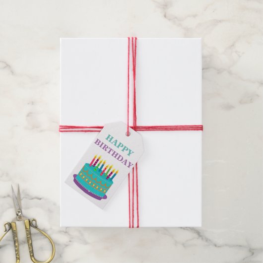 ギフトラベル-ハッピーバースデー ギフトタグ (より糸付き)