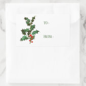 ギフトラベル：ヴィンテージクリスマスホリー 長方形シール (バッグ)