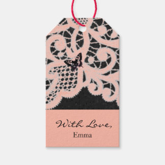 ギフトラベル「愛あり」ピーチレース名前をカスタムする付き ギフトタグ