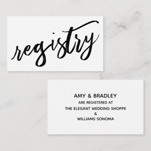 ギフトレジストリの白黒の手書カジュアルき エンクロージャーカード (正面/裏面)