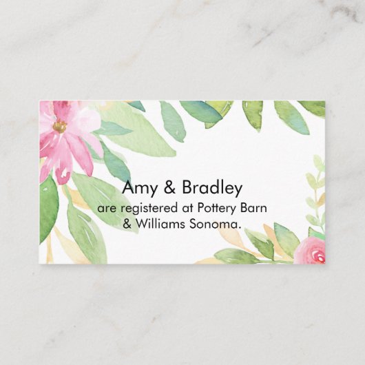 ギフトレジストリスクリプトカラフル水彩の花 エンクロージャーカード (裏面)