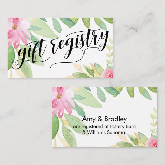 ギフトレジストリスクリプトカラフル水彩の花 エンクロージャーカード (正面/裏面)