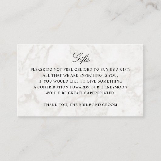 ギフトレジストリハネムーン結婚ズモノグラム大理石 エンクロージャーカード (正面)