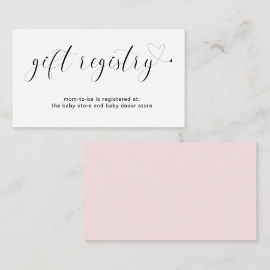 ギフトレジストリハートピンクかわいい女の子の赤ちゃんシャワー エンクロージャーカード (正面/裏面)