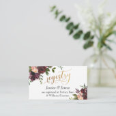 ギフトレジストリ金ゴールドスクリプト赤水色の花 エンクロージャーカード (スタンド正面)