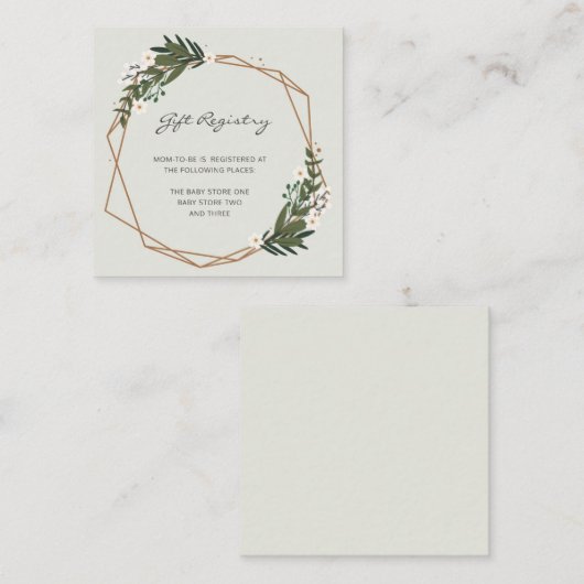 ギフトレジス男女兼用トリ幾何学赤ちゃんシャワー エンクロージャーカード (正面/裏面)