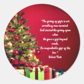 ギフト与えは人間の神のステッカーによって発明さ与えれない ラウンドシール (正面)