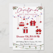 ギフト交換シンプルギフトクリスマス招待状 招待状 (正面)