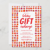 ギフト交換パーティー休日かわいいギフトハンドドロー 招待状 (正面)