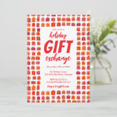 ギフト交換パーティー ホリデー かわいいギフト 手描き 招待状 (スタンド正面)