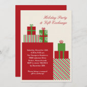 ギフト交換ホリデーパーティ招待状 招待状 (正面/裏面)
