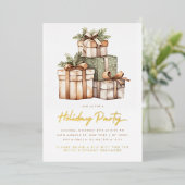 ギフト交換ホワイトエレファントパーティの招待状 箔シーズンカード (立ち正面)