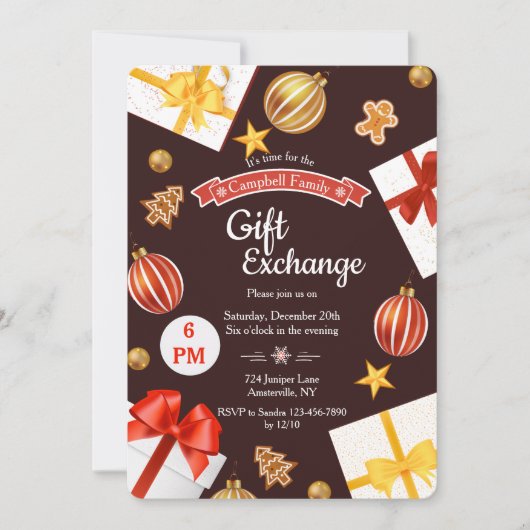 ギフト交換休日カード 招待状 (正面)