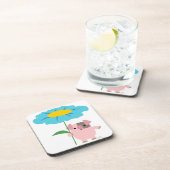 ギフト付きカワイトマンガ豚（青）コースターセット コースター (右側)