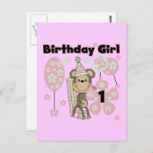 ギフト付きガールモンキー1st誕生日Tシャツ ポストカード (正面/裏面)