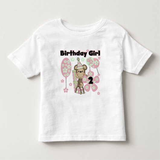 ギフト付きガールモンキー2nd誕生日Tシャツ トドラーTシャツ (正面)