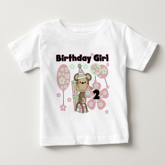 ギフト付きガールモンキー2nd誕生日Tシャツ ベビーTシャツ (正面)