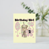 ギフト付きガールモンキー2nd誕生日Tシャツ ポストカード (スタンド正面)