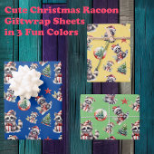 ギフト付きキュートなクリスマスアライグマSnowglobe Tree ラッピングペーパーシート