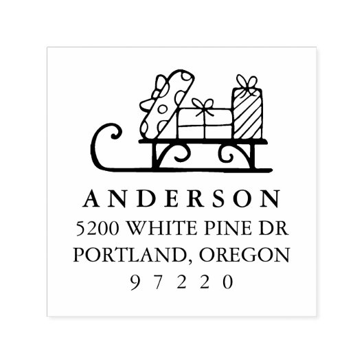 ギフト付きクリスマスそり差出人住所 セルフインキングスタンプ (デザイン)