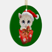 ギフト付きクリスマスサンタを子猫 セラミックオーナメント (右)