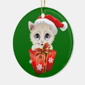 ギフト付きクリスマスサンタを子猫 セラミックオーナメント (左)