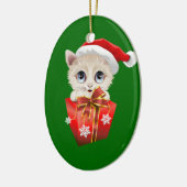 ギフト付きクリスマスサンタを子猫 セラミックオーナメント (左)