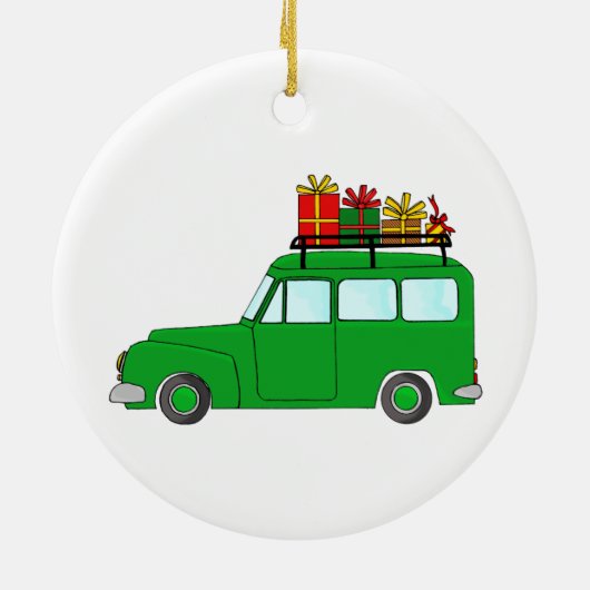 ギフト付きグリーンクリスマストラック セラミックオーナメント (裏面)