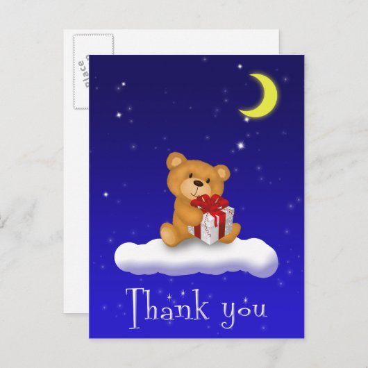 ギフト付きテディベア赤ちゃんシャワーサンキューカード ポストカード (正面/裏面)