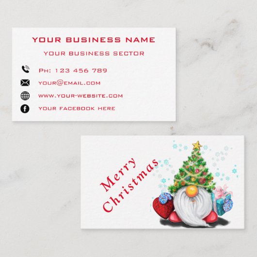 ギフト付き会社クリスマス名刺格言 名刺 (正面/裏面)