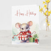 ギフト付き可愛いクリスマスマウス カード (黄色い花)