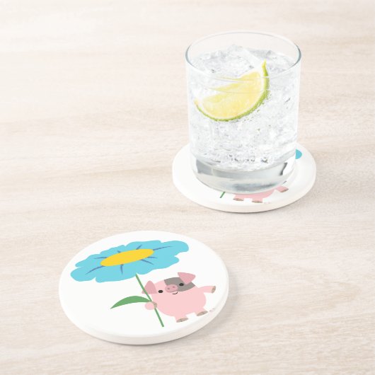 ギフト付き可愛いマンガ豚(青)コースター コースター (側面)