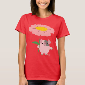 ギフト付き可愛い漫画の子豚(ピンク)女性Tシャツ Tシャツ