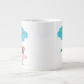 ギフト付き可愛い漫画の豚(青)ジャンボマグカップ ジャンボコーヒーマグカップ (正面)