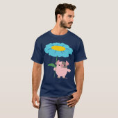 ギフト付き可愛い漫画の豚(青) Tシャツ (正面フル)