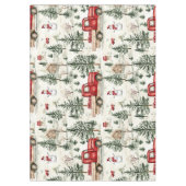 ギフト付き赤トラックと雪だるま媒体 テーブルクロス (正面)