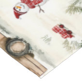 ギフト付き赤トラックと雪だるま媒体 テーブルクロス (アングル)