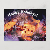 ギフト付き金ゴールドボウクリスマスホリディハガキ シーズンポストカード (正面)