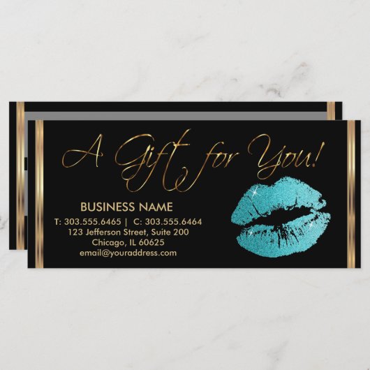 *ギフト券かわいらしティール(緑がかった色)口紅 (正面/裏面)