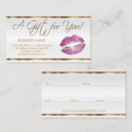 ギフト券そうピンクの口紅ビジネス 割引カード (正面/裏面)
