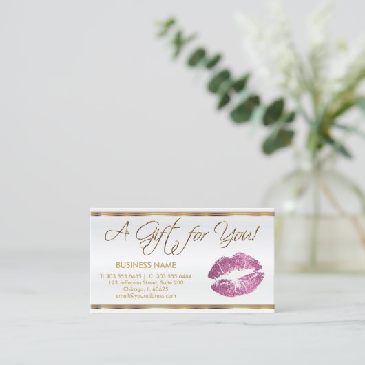 ギフト券そうピンクの口紅ビジネス 割引カード (スタンド正面)