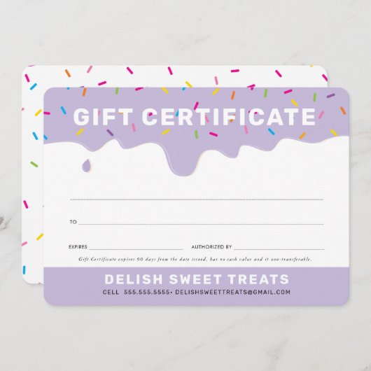 ギフト券つや消し散色薄紫 (正面/裏面)