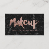 ギフト券のばら色の金ゴールドのタイポグラフィの黒の大理石 割引カード (正面)