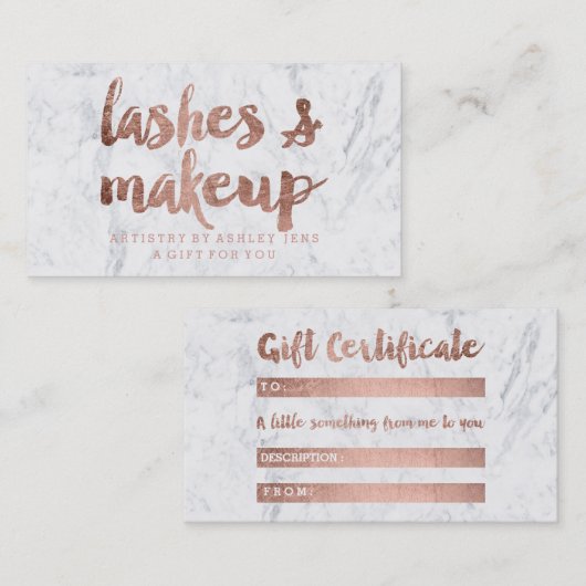 ギフト券のばら色の金ゴールドの鞭の化粧の大理石 割引カード (正面/裏面)