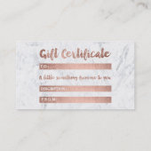 ギフト券のばら色の金ゴールドの鞭の化粧の大理石 割引カード (裏面)