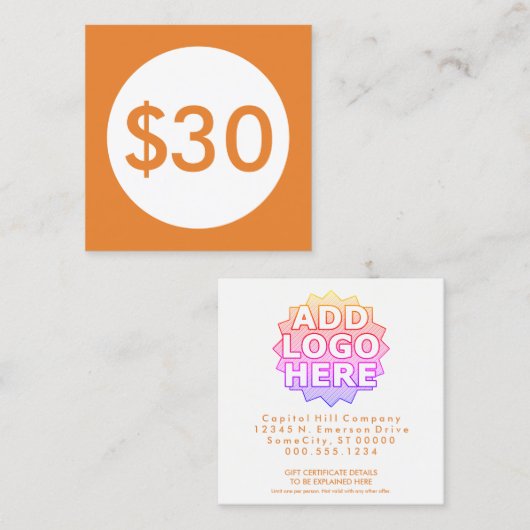 ギフト券のオレンジの点 割引カード (正面/裏面)