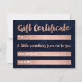 ギフト券のシックバラ金ゴールドハローネイビーブルー 招待状 (裏面)