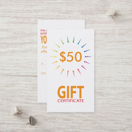 ギフト券のrainbowBurst 割引カード (正面/裏面インサイチュ)