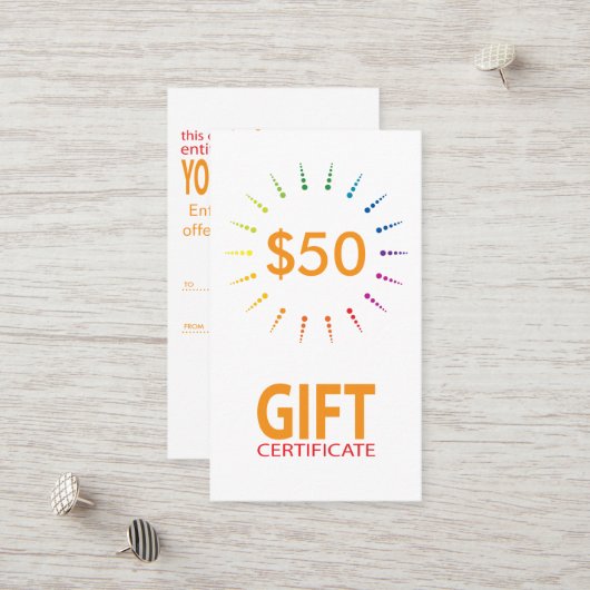 ギフト券のrainbowBurst 割引カード (正面/裏面インサイチュ)